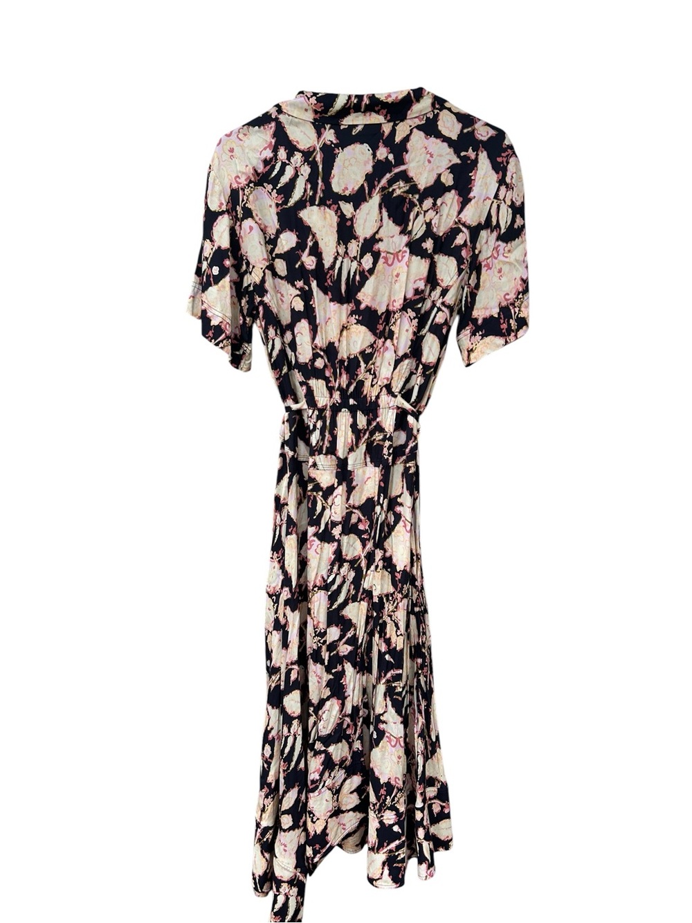 A.L.C. Emery Maritime Navy and Blush Floral High-Low Wrap Dress - Size 12 - Maxi - Picture 10 of 12